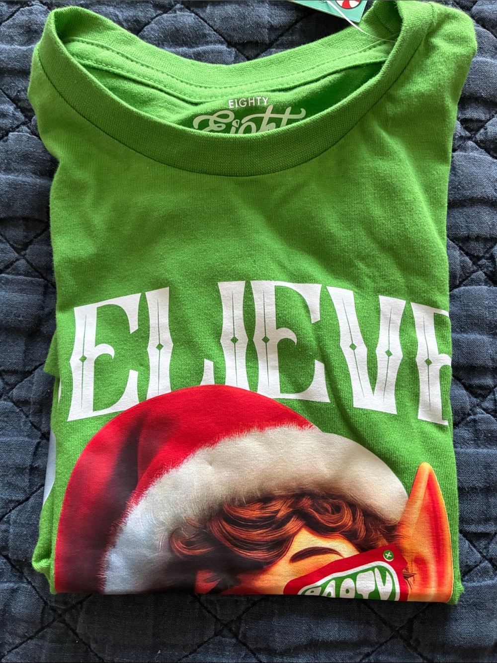 NWT Eighty Eight Green Kids 'Believe' Holiday Tee with Elf Graphic